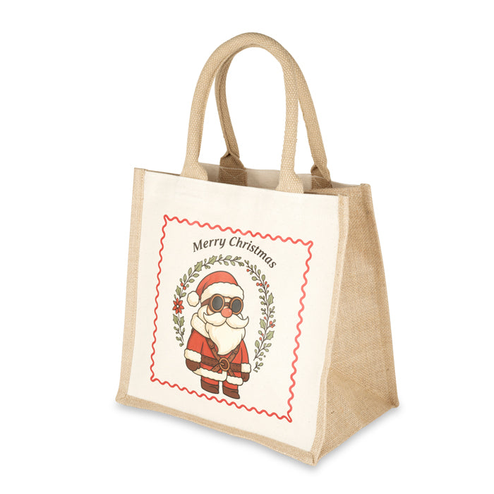 Aviator Santa Christmas Jute Bag