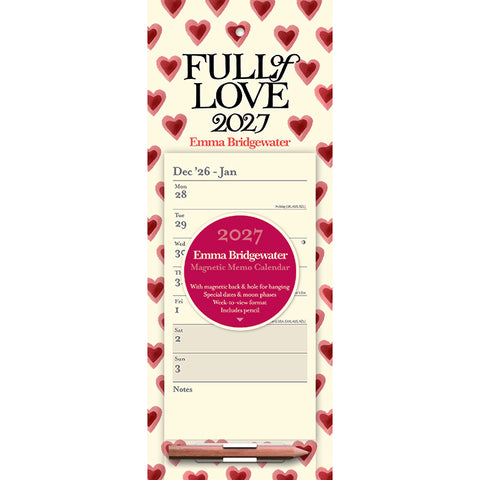 Emma Bridgewater Hearts Full of Love Magnetic Calendar 2027