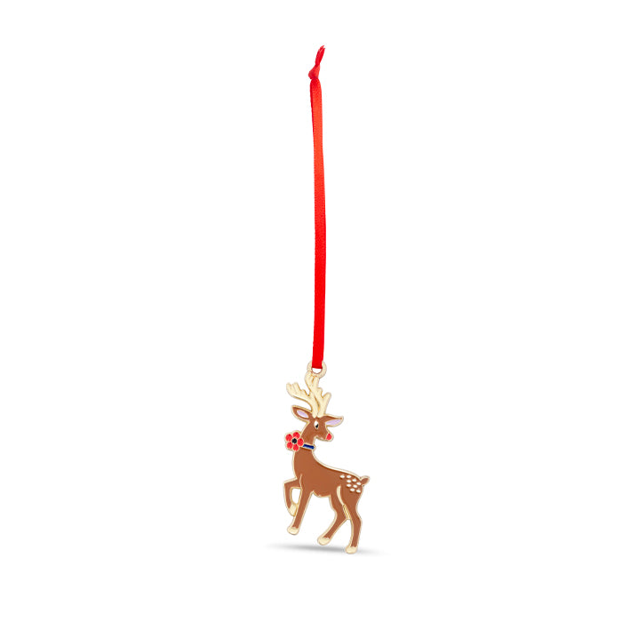 Rudolph with Poppy Enamel Christmas Decoration
