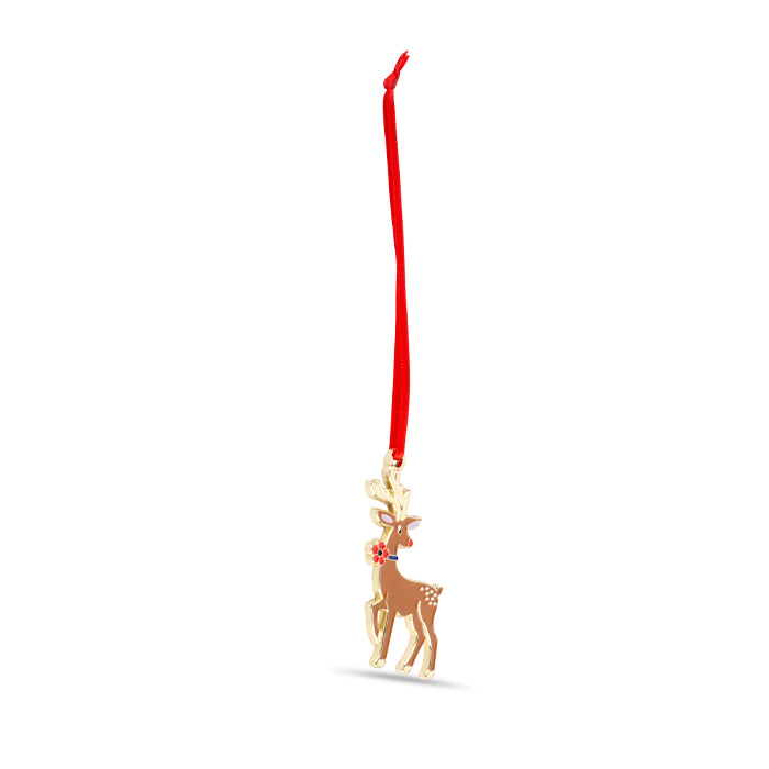 Rudolph with Poppy Enamel Christmas Decoration