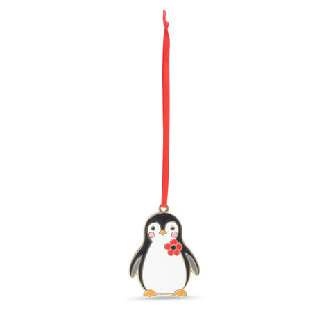 Percy Penguin with Poppy Enamel Christmas Decoration
