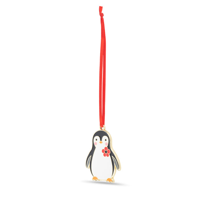 Percy Penguin with Poppy Enamel Christmas Decoration