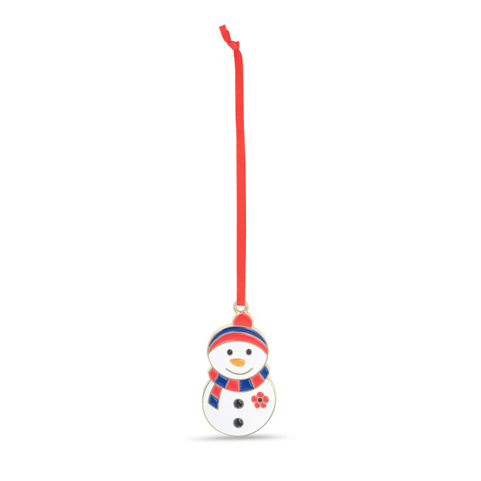 Snowman with Poppy Enamel Christmas Decoration