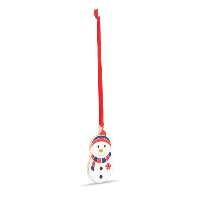 Snowman with Poppy Enamel Christmas Decoration
