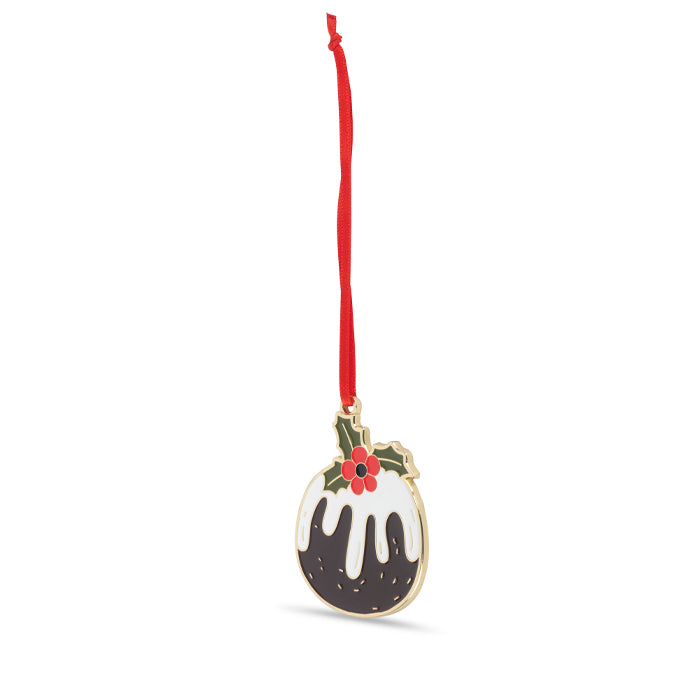 Christmas Pudding with Poppy Enamel Christmas Decoration