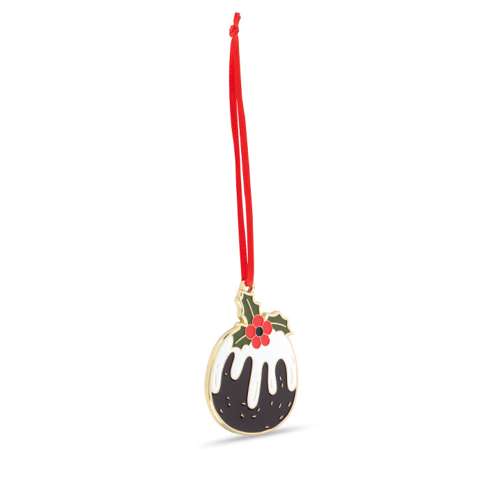 Christmas Pudding with Poppy Enamel Christmas Decoration