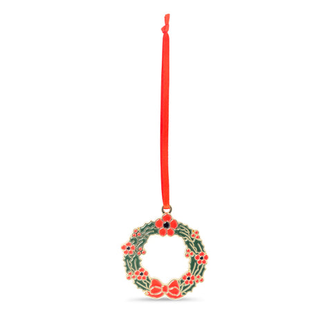 Poppy Wreath Enamel Christmas Decoration