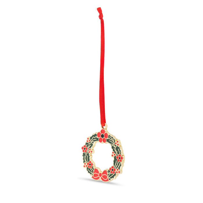 Poppy Wreath Enamel Christmas Decoration