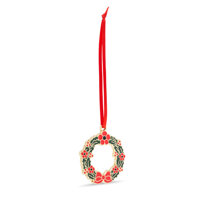 Poppy Wreath Enamel Christmas Decoration