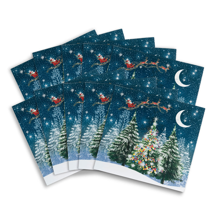 Santa on Christmas Eve Christmas Cards - Pack of 10