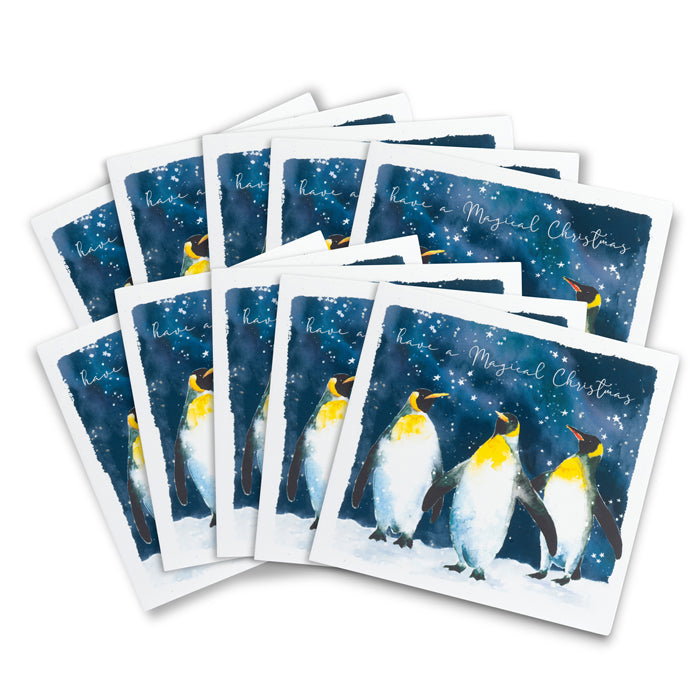 Penguins in the Moonlight Christmas Cards - Pack of 10