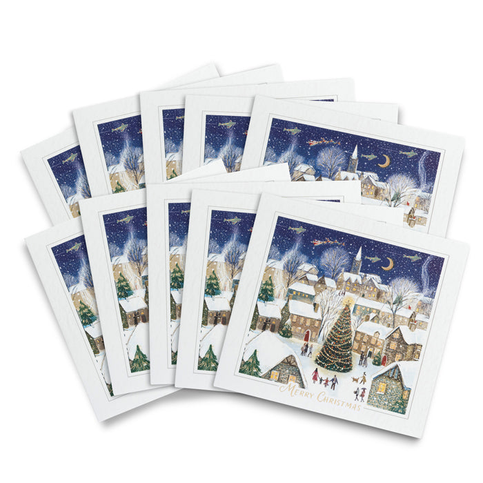 Snowy Christmas Village Christmas Cards - Pack of 10