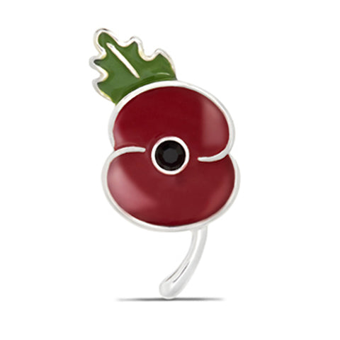 Poppy Leaf Pin With Crystal Centre