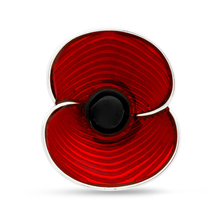 Ripples of Remembrance Poppy Silver Tone Brooch
