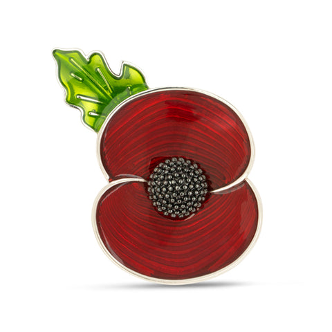 Remembrance Through Time Poppy Silver Tone Brooch