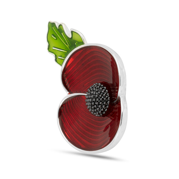 Remembrance Through Time Poppy Silver Tone Brooch