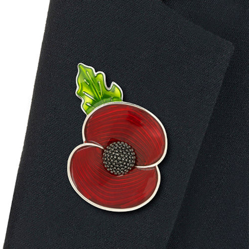 Remembrance Through Time Poppy Silver Tone Brooch