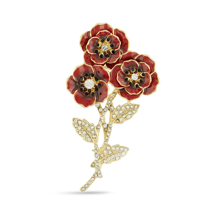 Entwined Trio Gold Plated Poppy Brooch