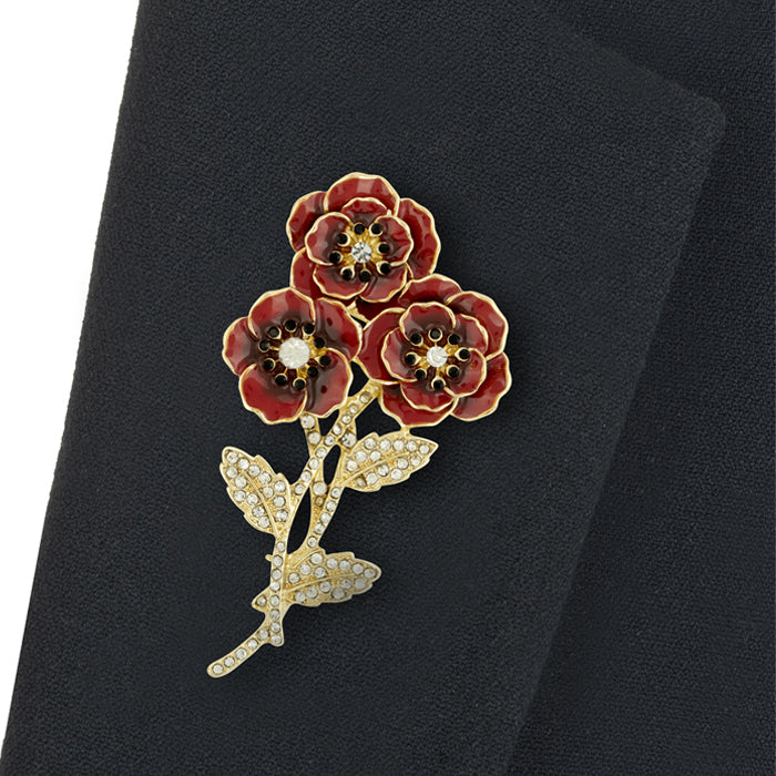 Entwined Trio Gold Plated Poppy Brooch