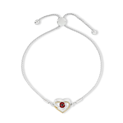 Double Heart Poppy Gold and Silver Tone Bracelet