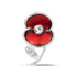 Crystal Leaf Silver Tone Poppy Pin