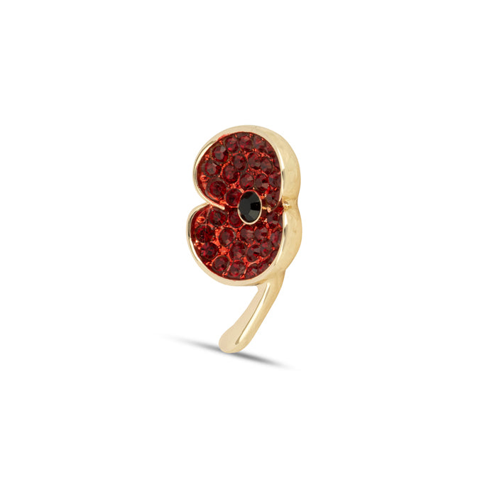 Pave Gold Tone Poppy Pin