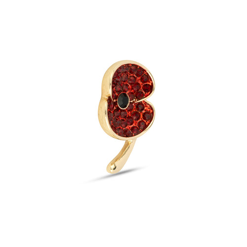Pave Gold Tone Poppy Pin