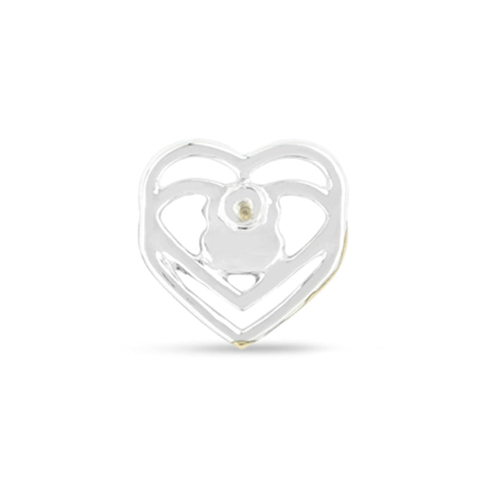 Double Heart Gold and Silver Tone Poppy Pin