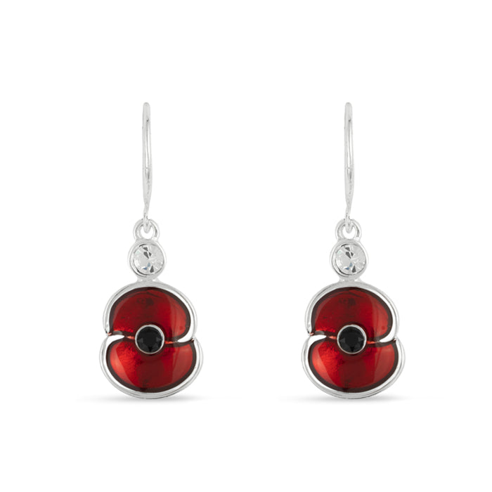 Poppy Drop Silver Tone Earrings