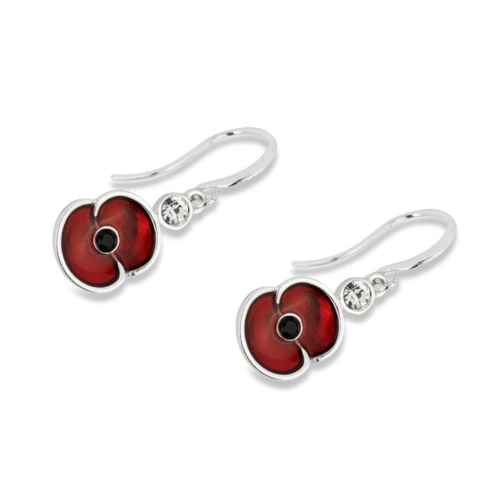 Poppy Drop Silver Tone Earrings