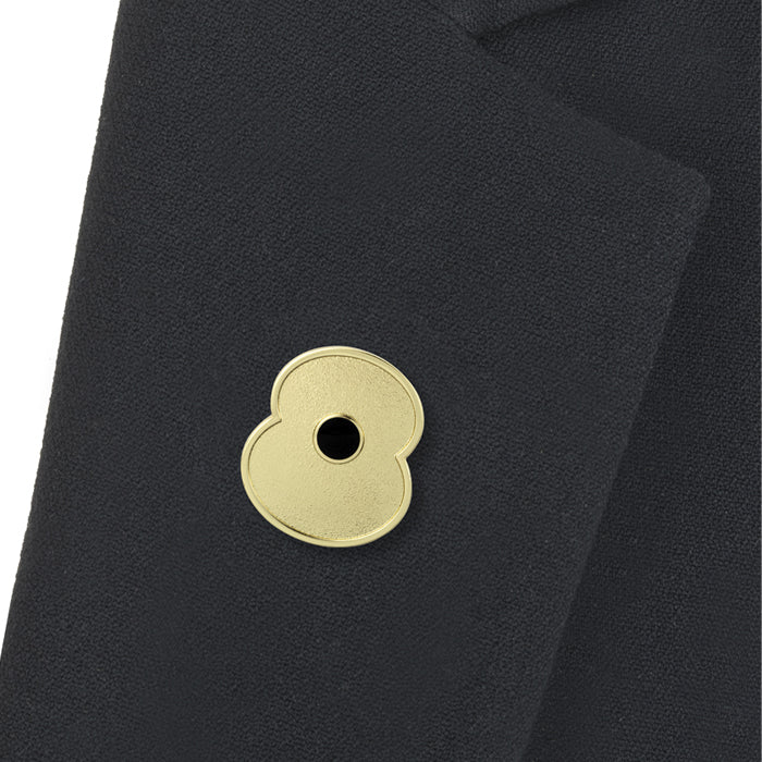 Gold-Tone Edged Poppy Lapel Pin