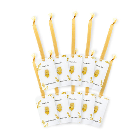 Poppy with Stem Gold Pin Badge Favours - Pack of 10