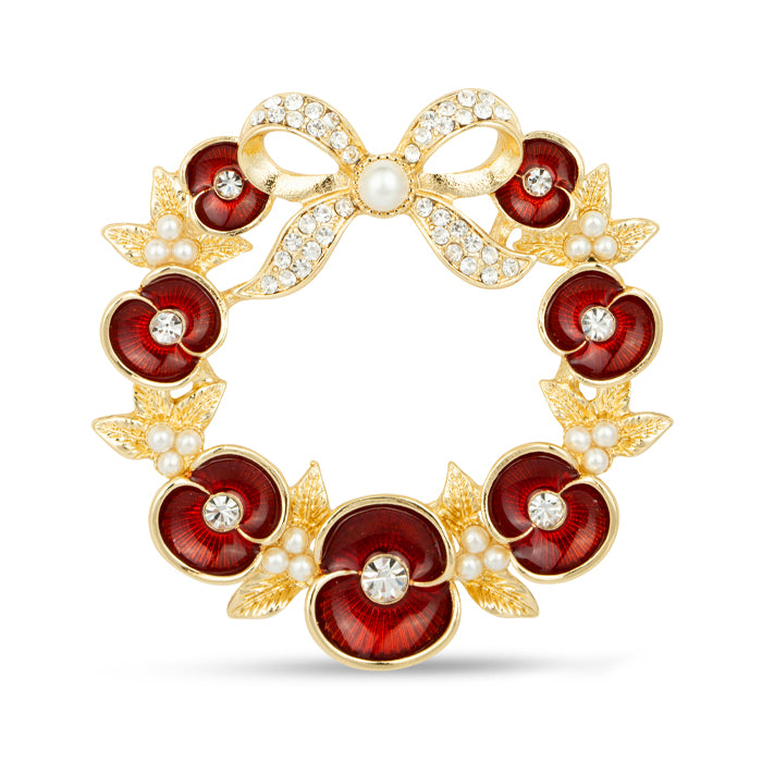 Poppy Bow Wreath Brooch
