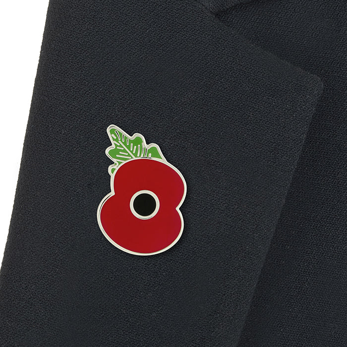 Red Enamel Poppy Leaf Lapel Pin | Poppy Shop UK