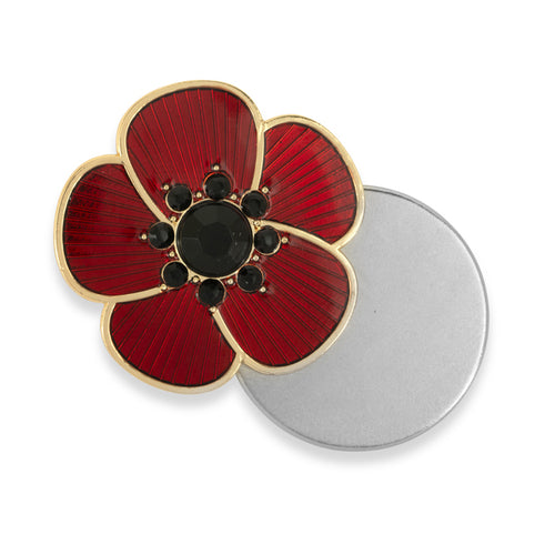 Red Glitter Poppies Enamel Pin Badge - Remembrance Day Charity Lapel Pin
