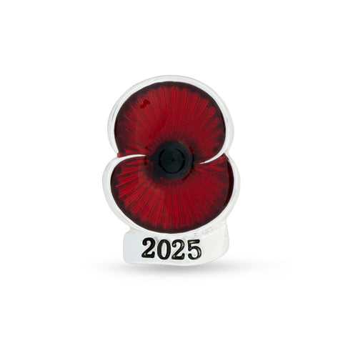 2025 Dated Silver Tone Poppy Lapel Pin