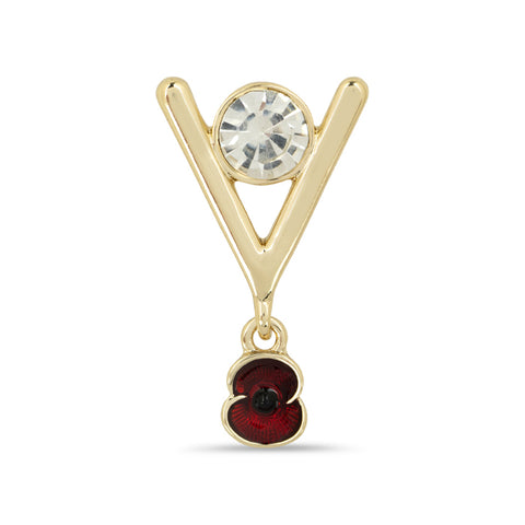VE Day 80 Crystal Poppy Pin