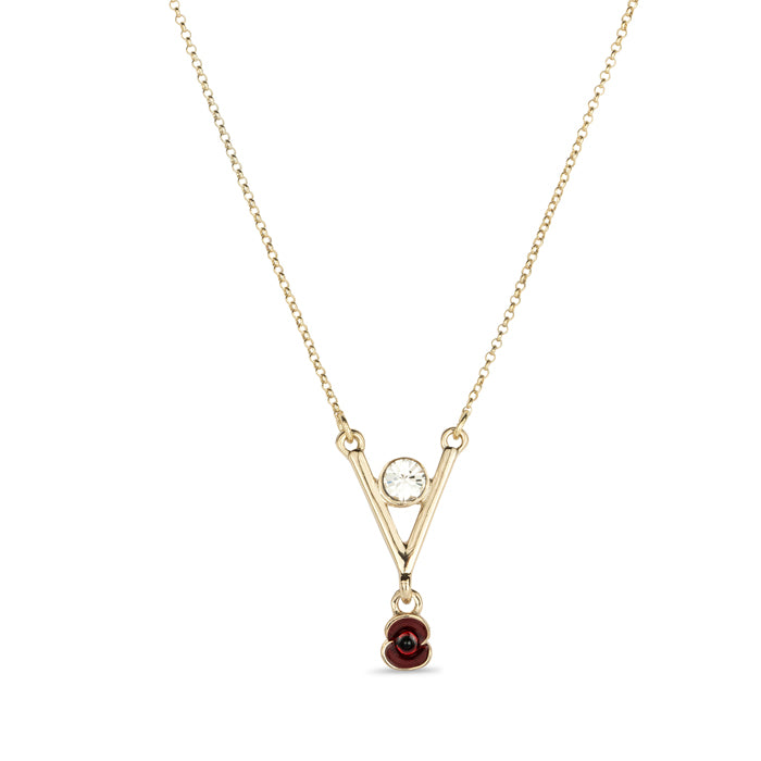 VE Day 80 Crystal Poppy Necklace