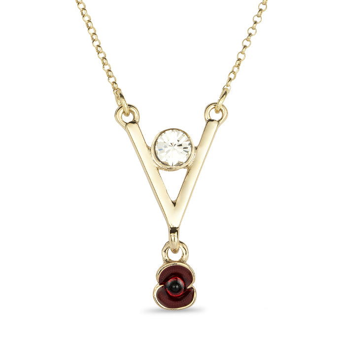 VE Day 80 Crystal Poppy Necklace