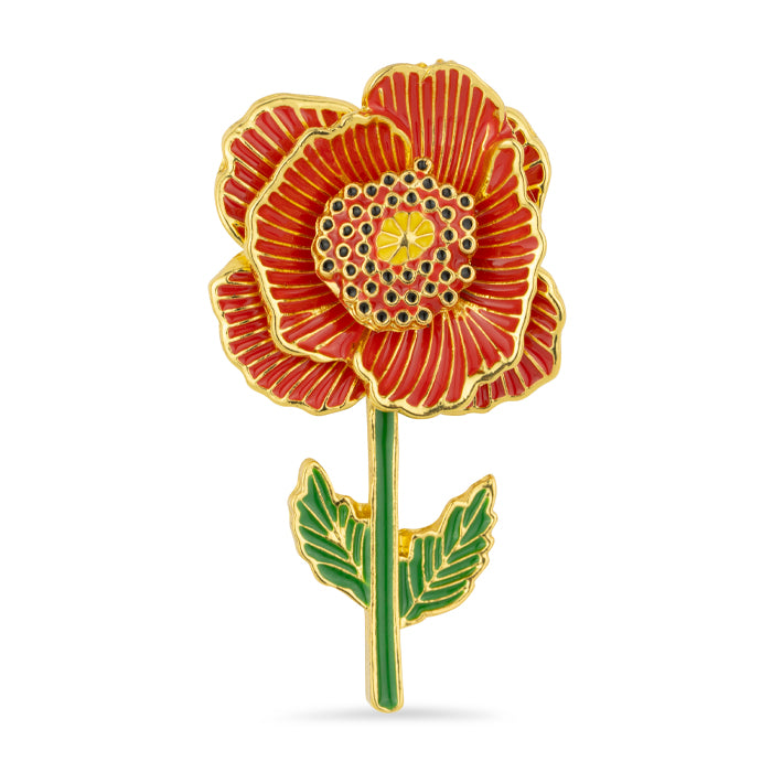 3D Enamel Poppy Brooch
