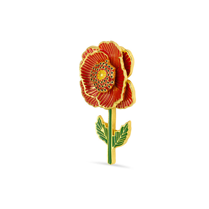 3D Enamel Poppy Brooch