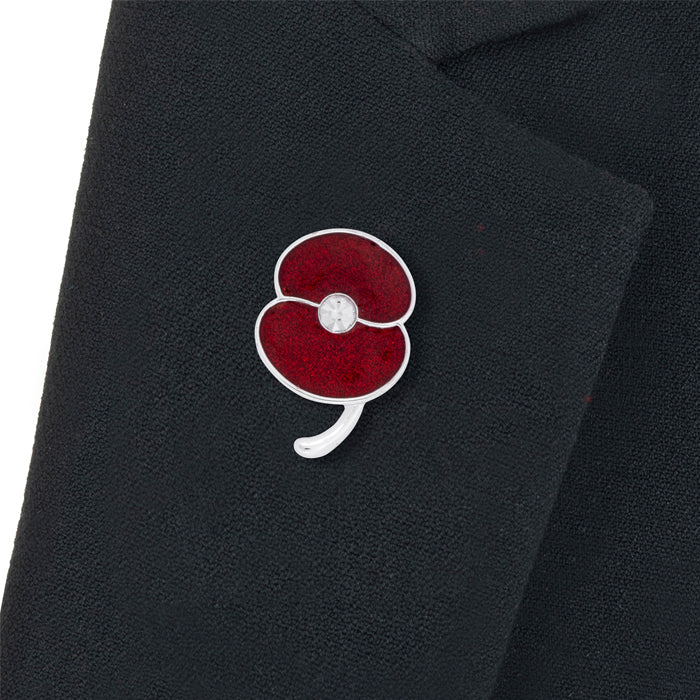 Poppy Pin Rugby Glitter Poppy Pin with Crystal Centre | Poppy Shop UK