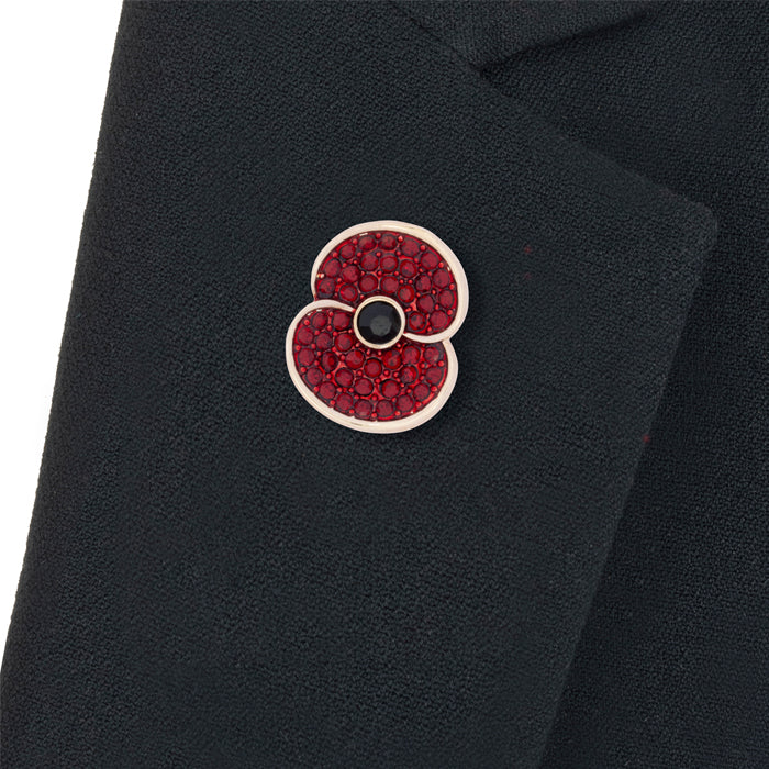 Pave Poppy Pin with Jet Centre