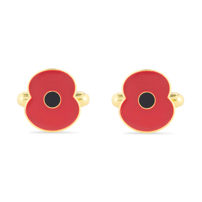 Red Enamel Poppy Cufflinks