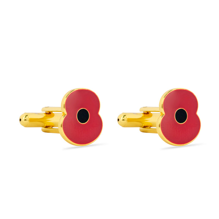 Red Enamel Poppy Cufflinks