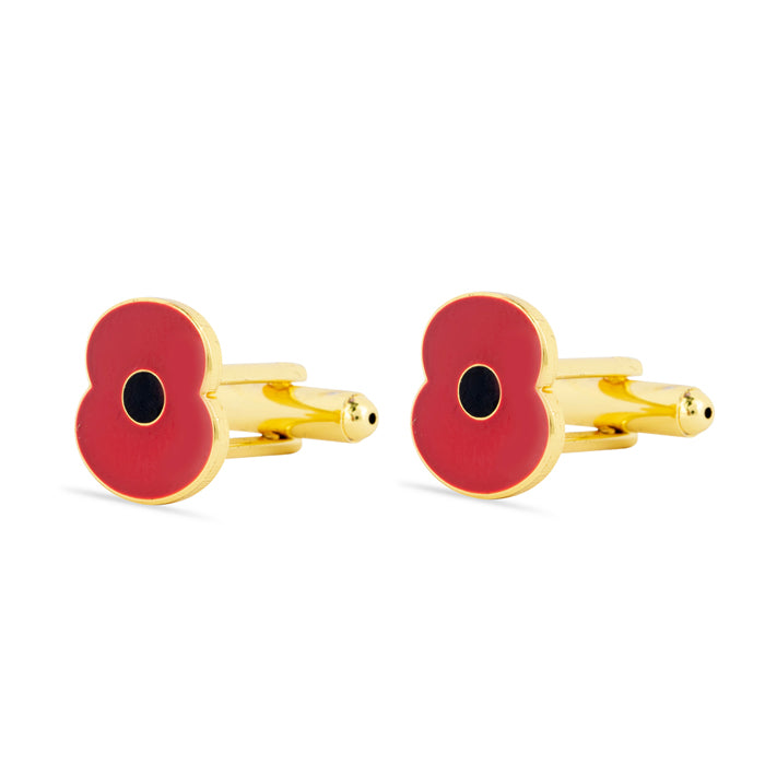 Red Enamel Poppy Cufflinks