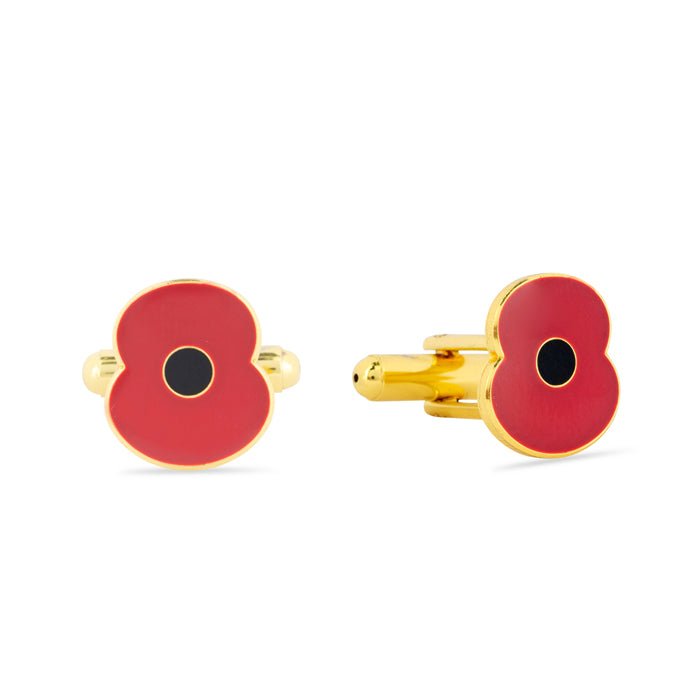 Red Enamel Poppy Cufflinks