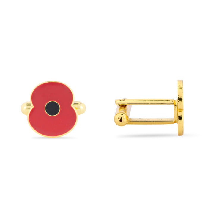 Red Enamel Poppy Cufflinks