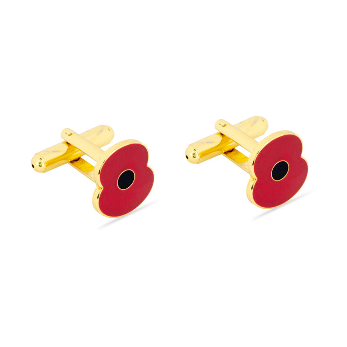 Red Enamel Poppy Cufflinks