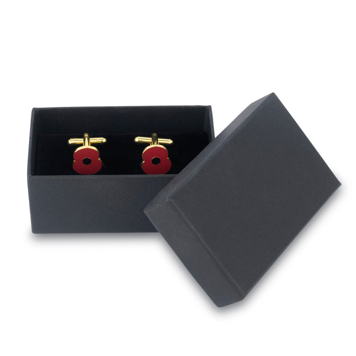 Red Enamel Poppy Cufflinks